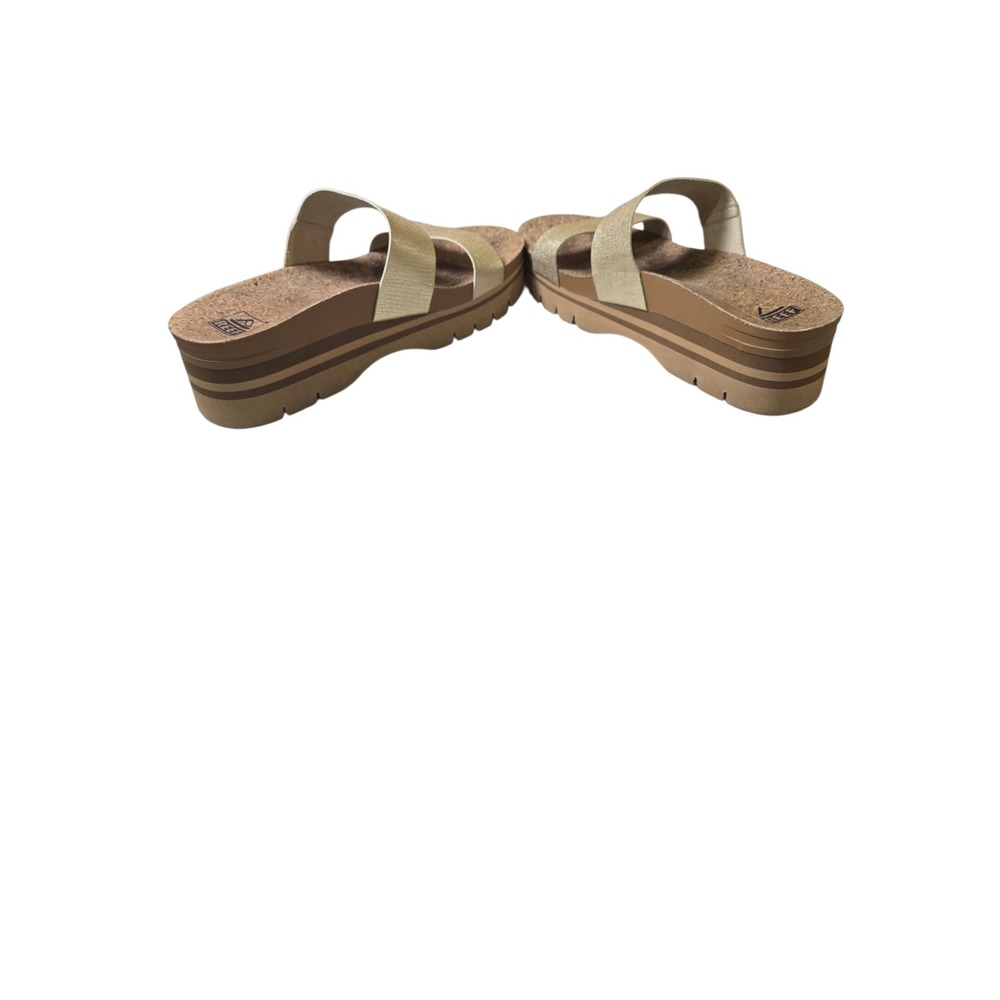Reef Cushion Vista Higher Gold Champagne Platform Sandals Womens 10 Wedge Slide - Picture 4 of 7